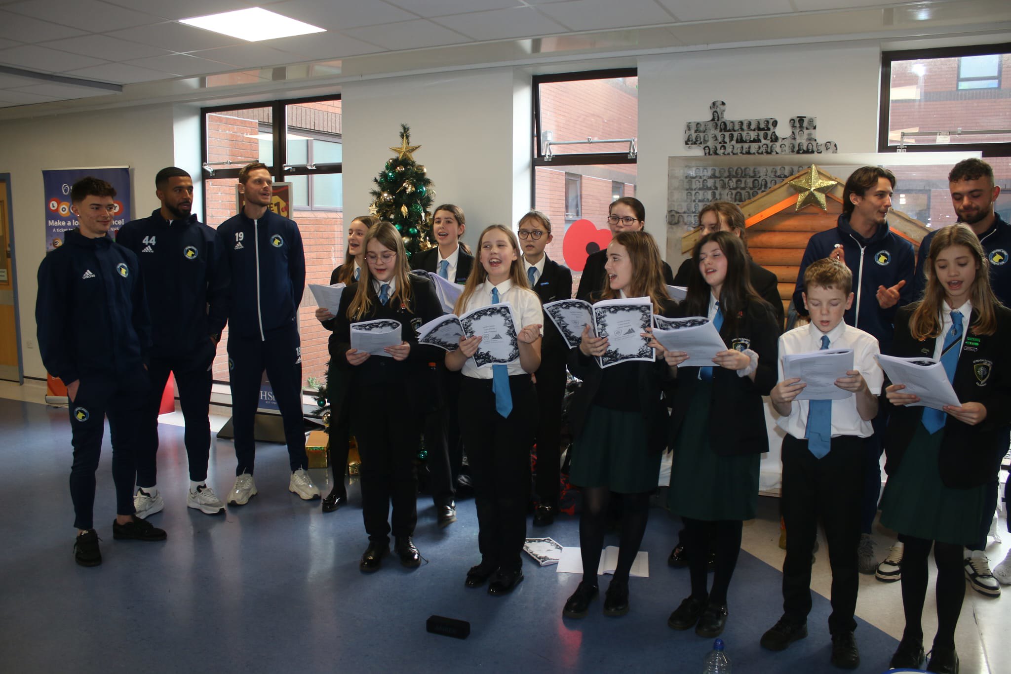 Learners Singing with Solihull Moors footballers in Solihull Hospital